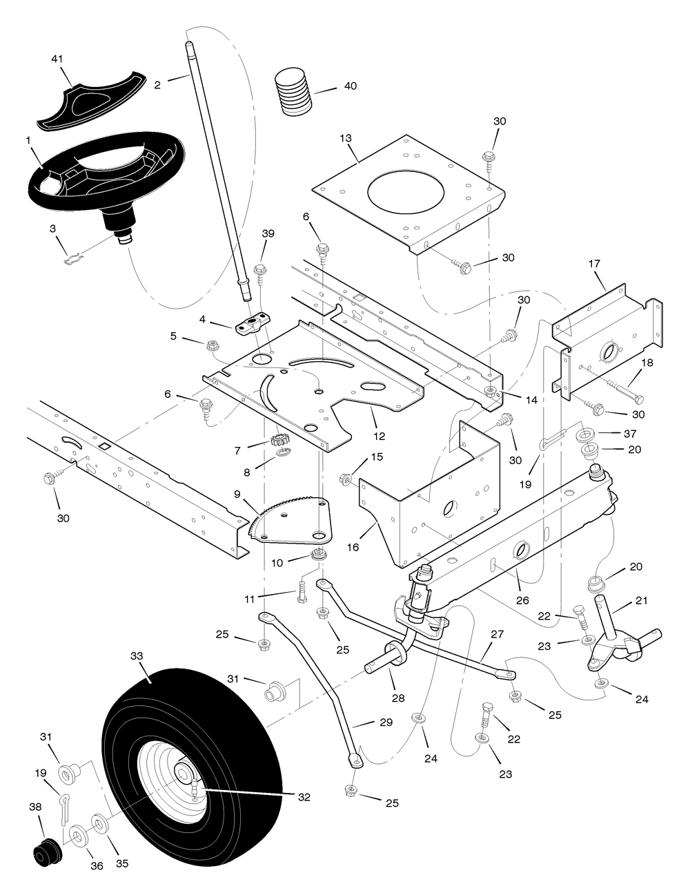 Steering Diagram and Parts List for 405011X92B 2005 Briggs and Stratton Lawn Tractor